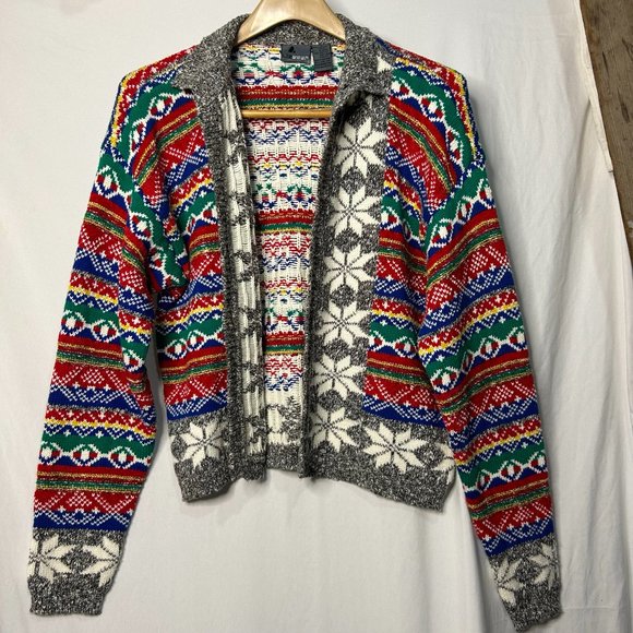 Lizwear Full Zip Sweater Women's Size Small Colorful - Picture 3 of 5